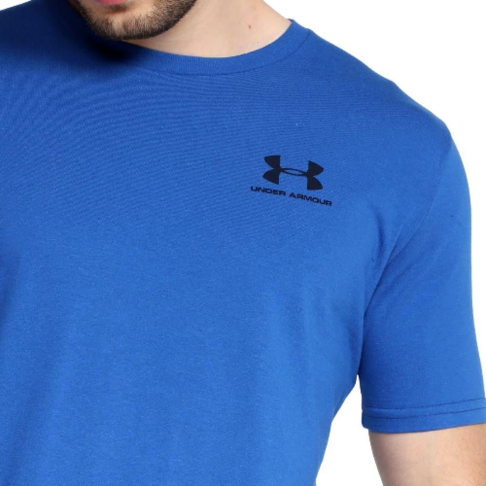 Camiseta Under Armour Sportstyle Left Masculina - Azul e Chumbo - 2