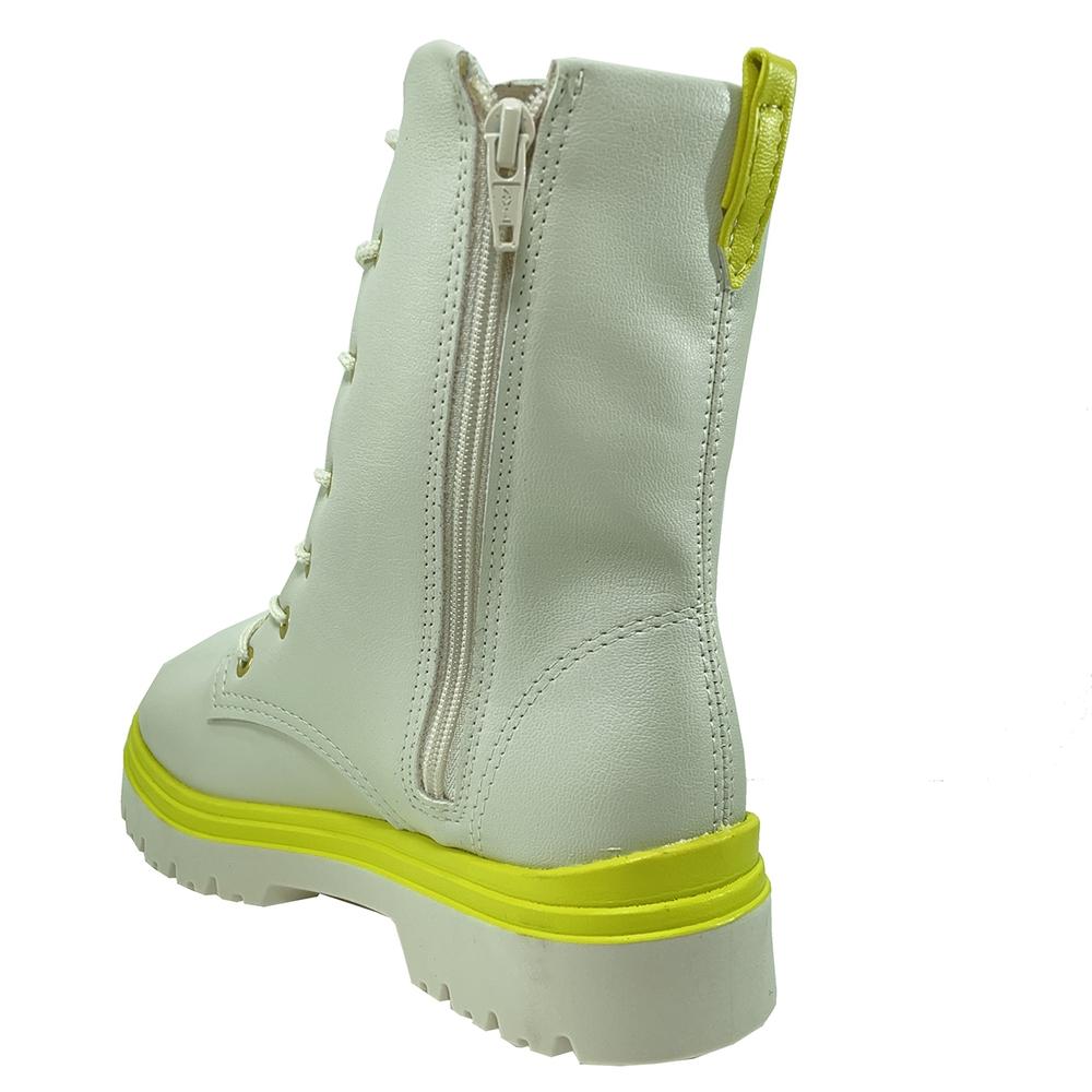 Bota Infantil Molekinha Coturno Zíper - Creme e Verde - 4