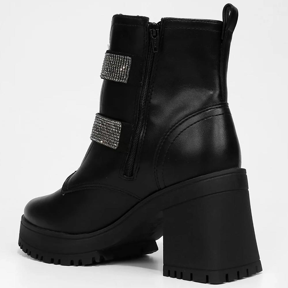 Bota Cano Médio Vizzano Salto Bloco Fivela Dupla Hotfix Tratorada - Preto - 4