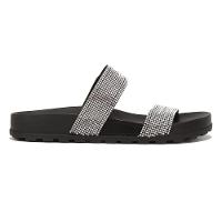 Rasteira Birken Moleca Strass Tiras - Preto - 1