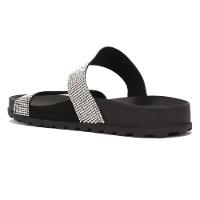 Rasteira Birken Moleca Strass Tiras - Preto