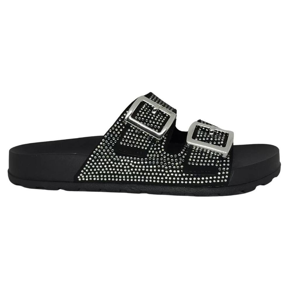 Rasteira Birken Moleca Strass Fivelas - Preto - 2