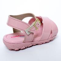 Sandália Molekinha Tiras Cruzadas Verniz Baby - Rosa