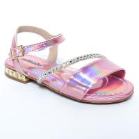 Sandália Infantil Molekinha Holográfica Tira Strass - Rosa - 1