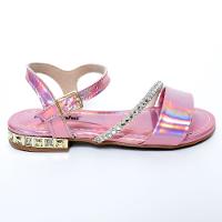 Sandália Infantil Molekinha Holográfica Tira Strass - Rosa - 2