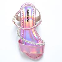 Sandália Infantil Molekinha Holográfica Tira Strass - Rosa - 3
