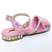 Sandália Infantil Molekinha Holográfica Tira Strass - Rosa