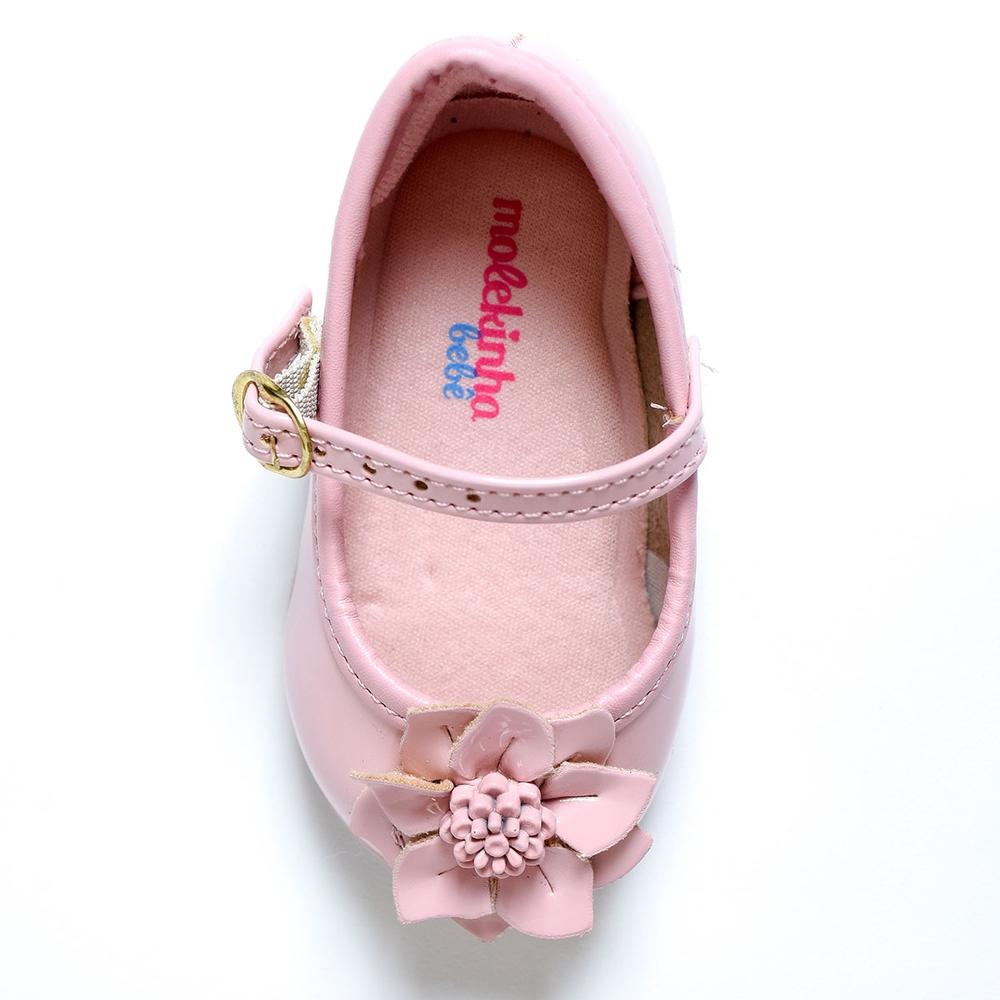 Sapatilha Boneca Molekinha Flor Baby - Rosa - 3