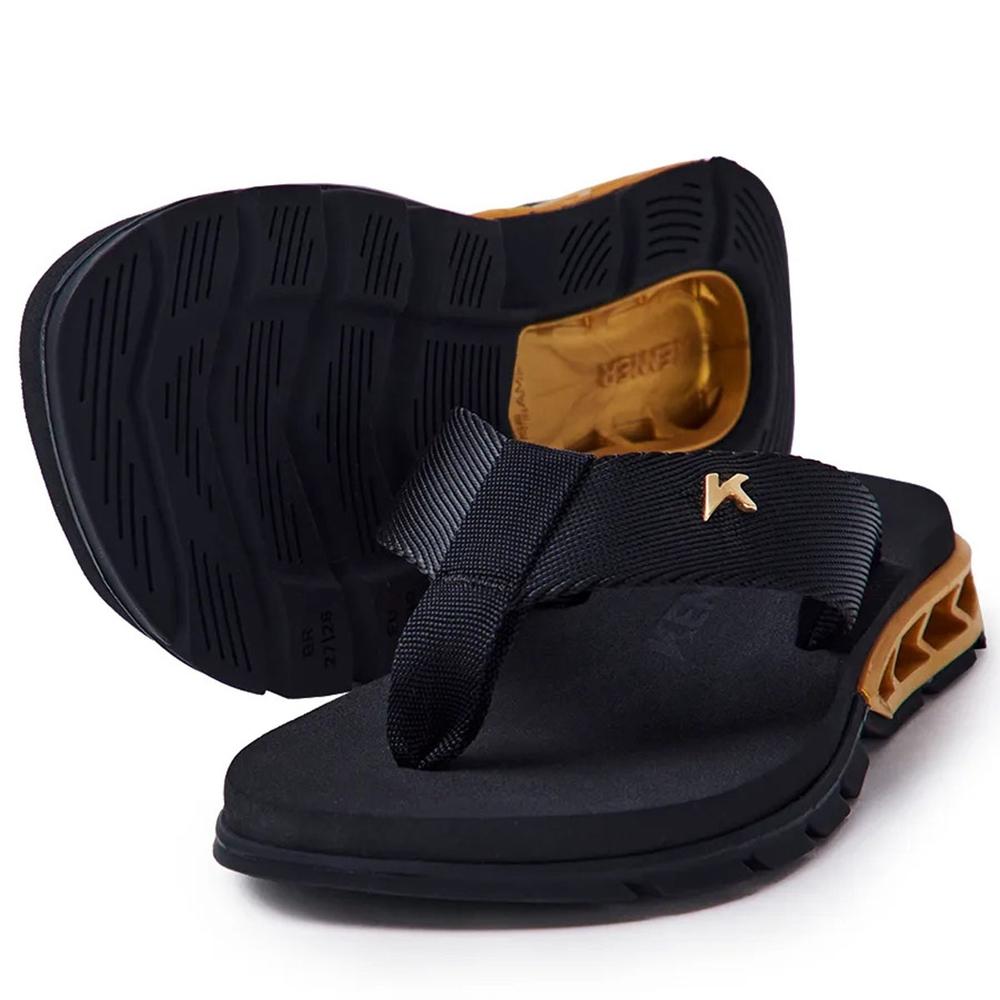 Chinelo Infantil Kenner Rakka Kids - Preto e Dourado - 1