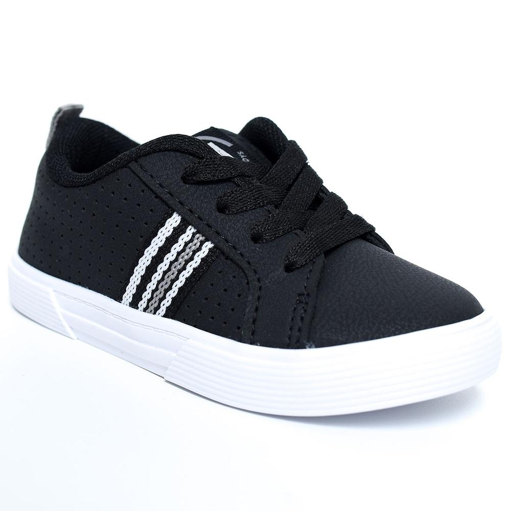 Tênis Infantil Molekinho Microperfuros Bebê - Preto e Branco - 1