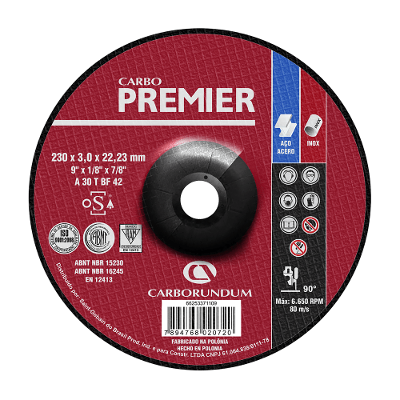 Disco de Corte com Depressão 9" - 230x3x22mm - Carborundum Premier