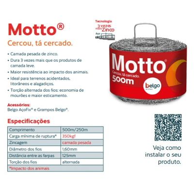 Arame Farpado Motto - Fio 1,6mm - 250m