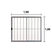 Janela 2 Folhas de Correr C/ Grade 1.00 X 1.50 Alumínio Brilhante Linha Modular - Hale - 3
