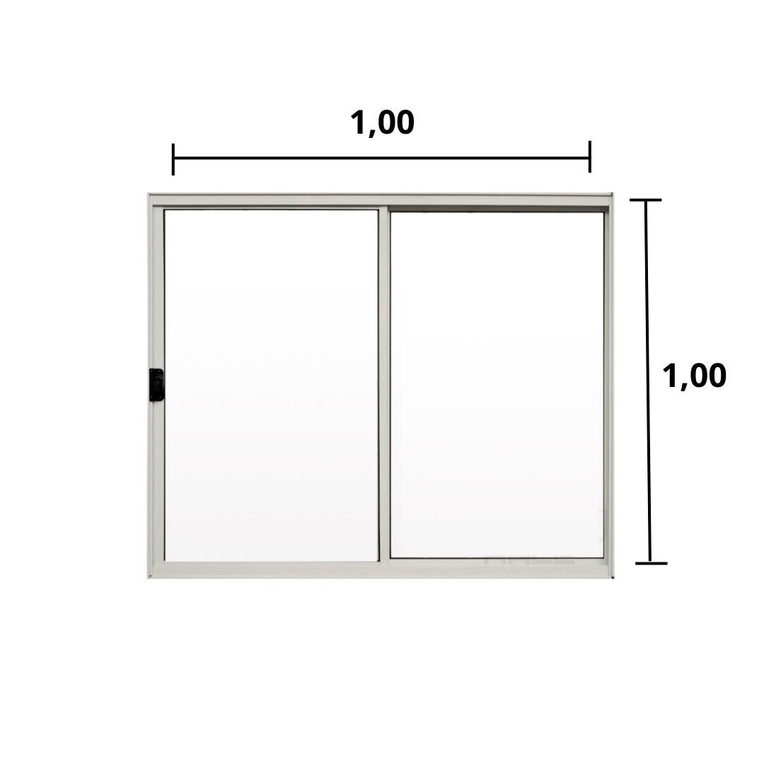 Janela 2 Folhas de Correr S/ Grade 1.00 X 1.00 Alumínio Branco Linha Modular - Hale - 3