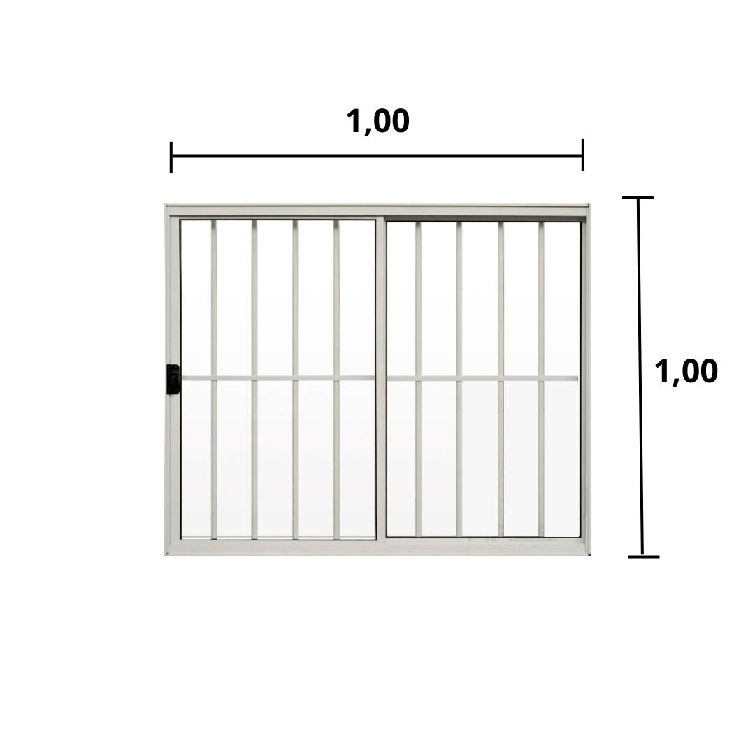 Janela 2 Folhas de Correr C/ Grade 1.00 X 1.00 Alumínio Branco Linha Modular - Hale - 3