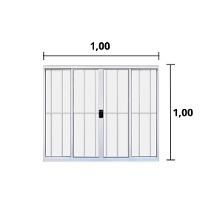 Janela 4 Folhas de Correr C/ Grade 1.00 X 1.00 Alumínio Branco Linha Modular - Hale - 2