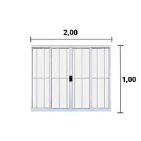 Janela 4 Folhas de Correr C/ Grade 1,00 X 2.00 Alumínio Branco Linha Modular - Hale - 2