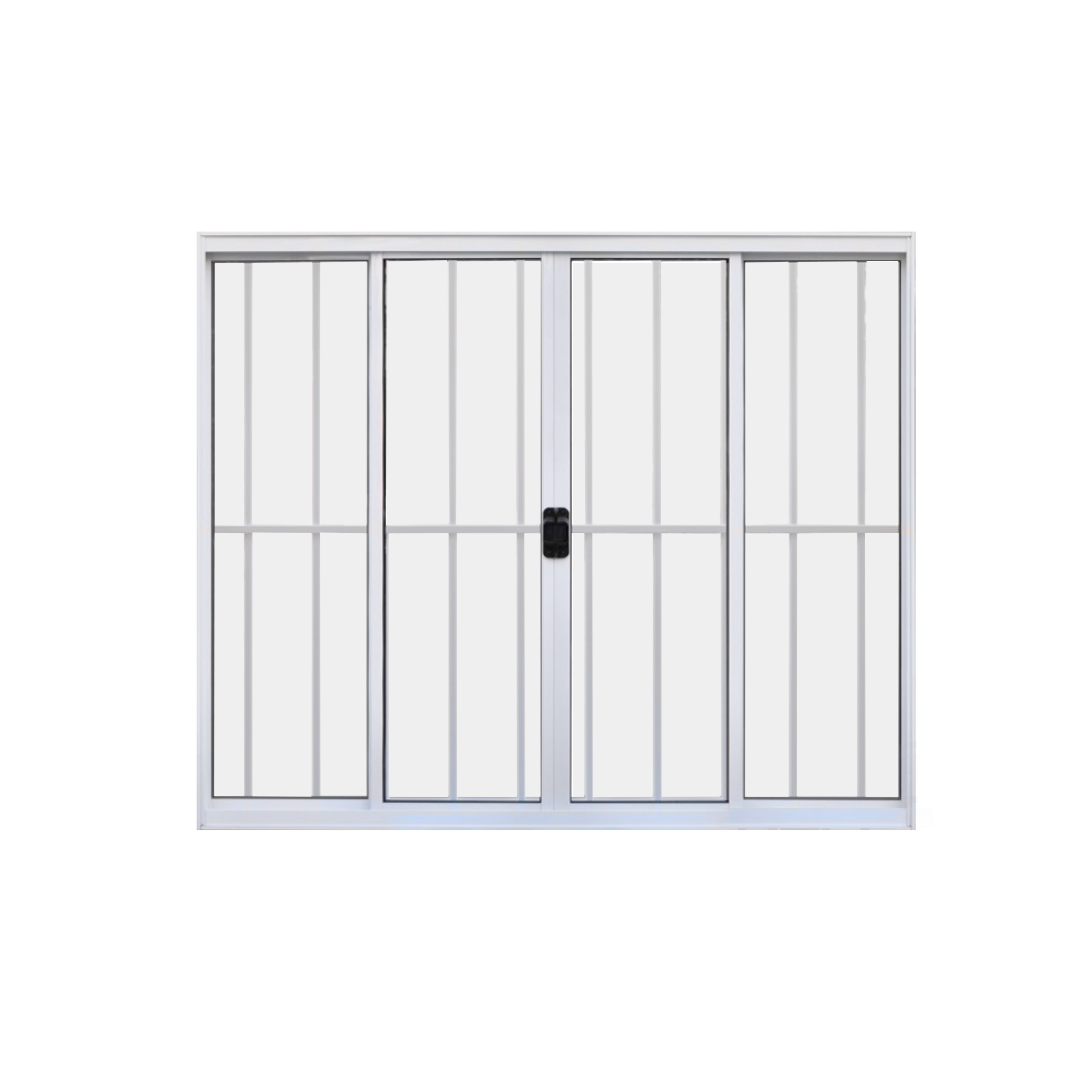 Janela 4 Folhas de Correr C/ Grade 1,00 X 1.20 Alumínio Brilhante Linha Modular - Hale - 1