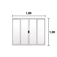 Janela 4 Folhas de Correr S/ Grade 1.00 X 1.00 Alumínio Branco Linha Modular - Hale - 2
