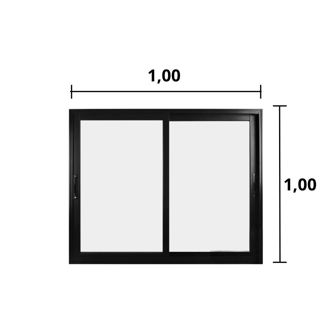 Janela 2 Folhas Alumínio Preto 1.00 x 1.00 Linha Suprema - Hale - 4