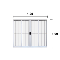 Janela 4 Folhas de Correr C/ Grade 1.00 X 1.20 Alumínio Branco Linha Modular - Hale - 2