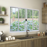 Janela 4 Folhas de Correr C/ Grade 1.00 X 1.20 Alumínio Branco Linha Modular - Hale - 3