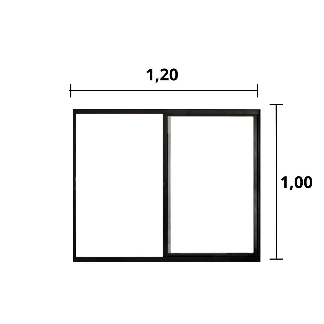 Janela 2 Folhas de Correr S/ Grade 1.00 X 1.20 Alumínio Preto Linha Modular - Hale - 2