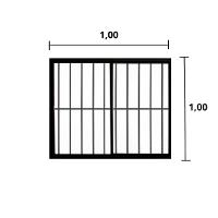 Janela 2 Folhas de Correr C/ Grade 1.00 X 1.00 Alumínio Preto Linha Modular - Hale - 2