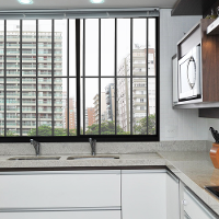 Janela 2 Folhas de Correr C/ Grade 1.00 X 1.00 Alumínio Preto Linha Modular - Hale - 3