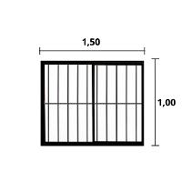 Janela 2 Folhas de Correr C/ Grade 1.00 X 1.50 Alumínio Brilhante Linha Modular - Hale - 3