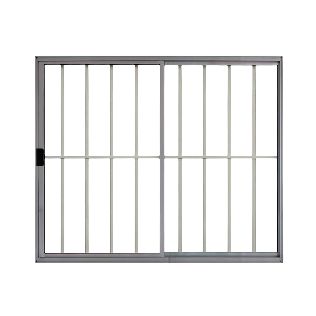 Janela 2 Folhas de Correr C/ Grade 1.00 X 1.00 Alumínio Brilhante Linha Modular - Hale - 1