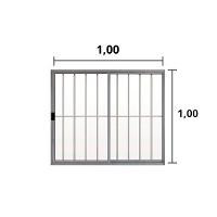 Janela 2 Folhas de Correr C/ Grade 1.00 X 1.00 Alumínio Brilhante Linha Modular - Hale - 2