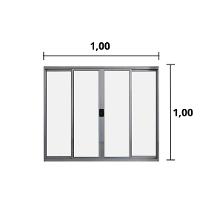 Janela 4 Folhas de Correr S/ Grade 1,00 X 1.00 Alumínio Brilhante Linha Modular - Hale - 2