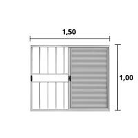 Veneziana 3 Folhas de Correr C/Grade 1.00 X 1.50 Alumínio Branco Linha Modular - Hale - 2
