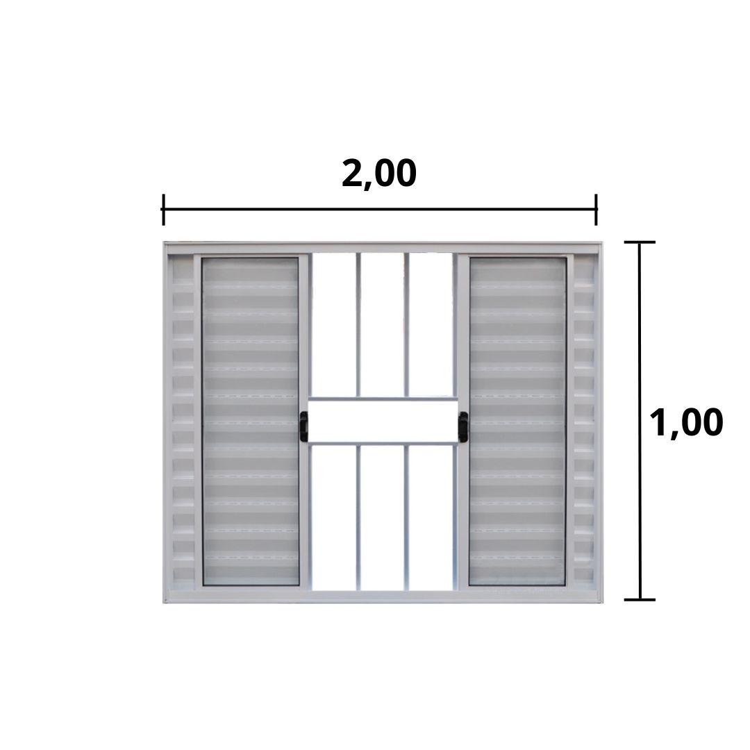 Veneziana 6 Folhas de Correr C/Grade 1.00 X 2.00 AlumÍnio Branco Linha Modular - Hale - 2