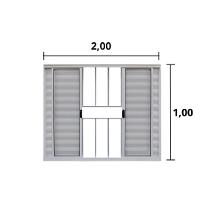 Veneziana 6 Folhas de Correr C/Grade 1.00 X 2.00 AlumÍnio Branco Linha Modular - Hale - 2