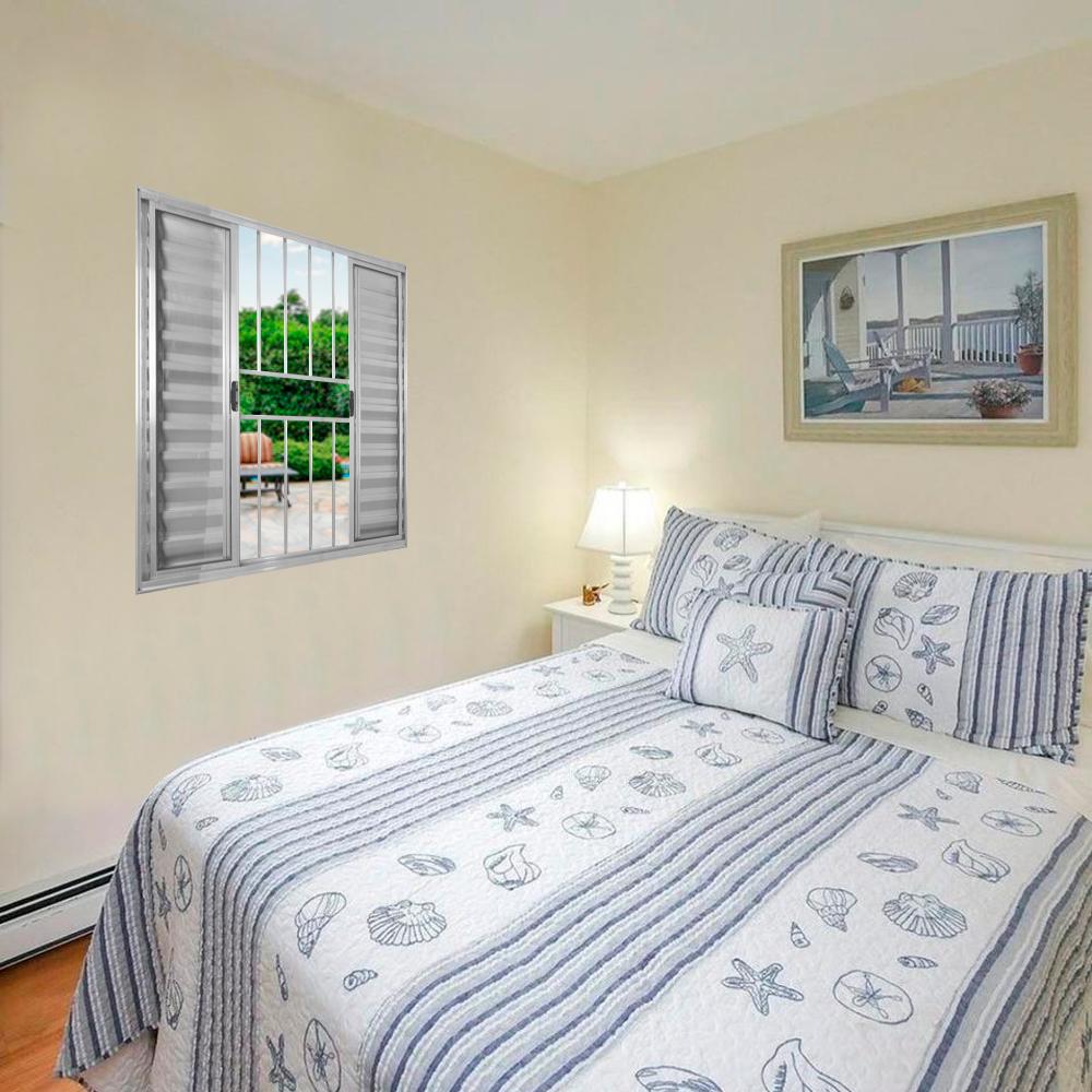 Veneziana 6 Folhas de Correr C/Grade 1.00 X 2.00 Alumínio Brilhante Linha Modular - Hale - 3