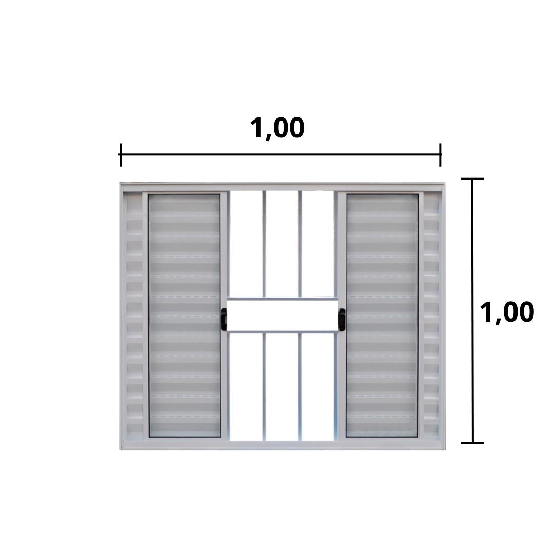 Veneziana 6 Folhas de Correr C/Grade 1.00 X 1.00 Alumínio Branco Linha Modular - Hale - 2