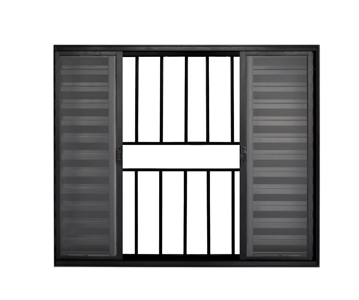 Veneziana 6 Folhas de Correr C/Grade 1.00 X 1.20 Alumínio Preto Linha Modular - Hale - 1