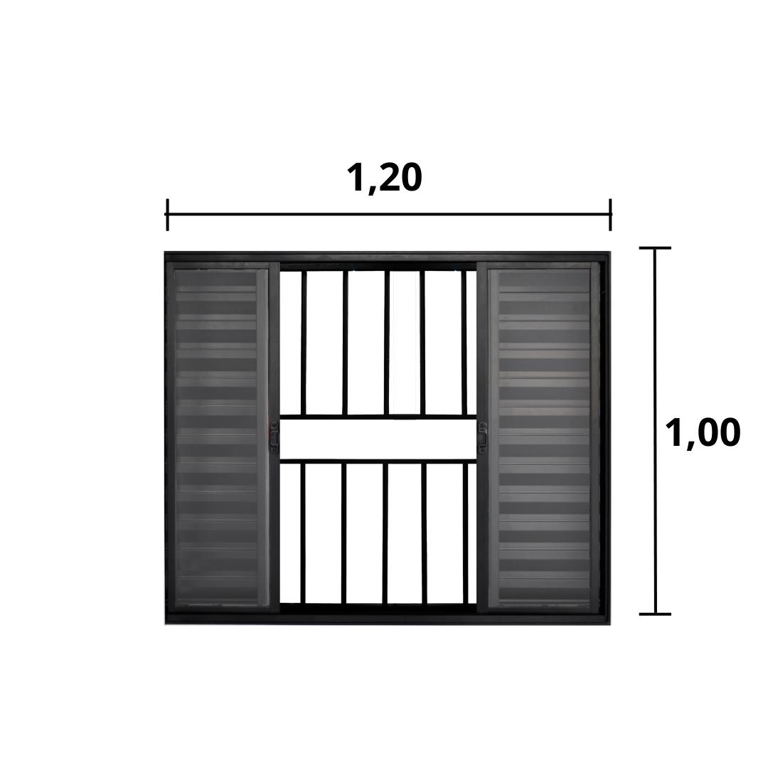 Veneziana 6 Folhas de Correr C/Grade 1.00 X 1.20 Alumínio Preto Linha Modular - Hale - 2
