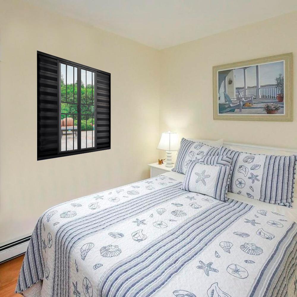 Veneziana 6 Folhas de Correr C/Grade 1.00 X 1.20 Alumínio Preto Linha Modular - Hale - 3