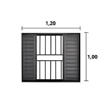 Veneziana 6 Folhas de Correr C/Grade 1.00 X 1.20 Alumínio Preto Linha Modular - Hale - 2