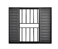 Veneziana 6 Folhas de Correr C/Grade 1.00 X 2.00 Alumínio Preto Linha Modular - Hale - 1