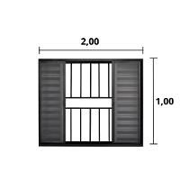 Veneziana 6 Folhas de Correr C/Grade 1.00 X 2.00 Alumínio Preto Linha Modular - Hale - 2
