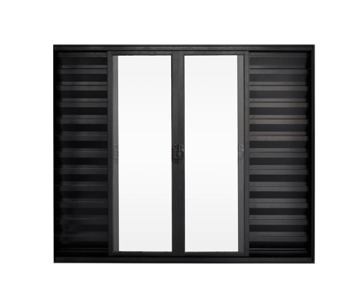 Veneziana 6 Folhas de Correr S/Grade 1.00 X 1.20 Alumínio Preto Linha Modular - Hale - 1