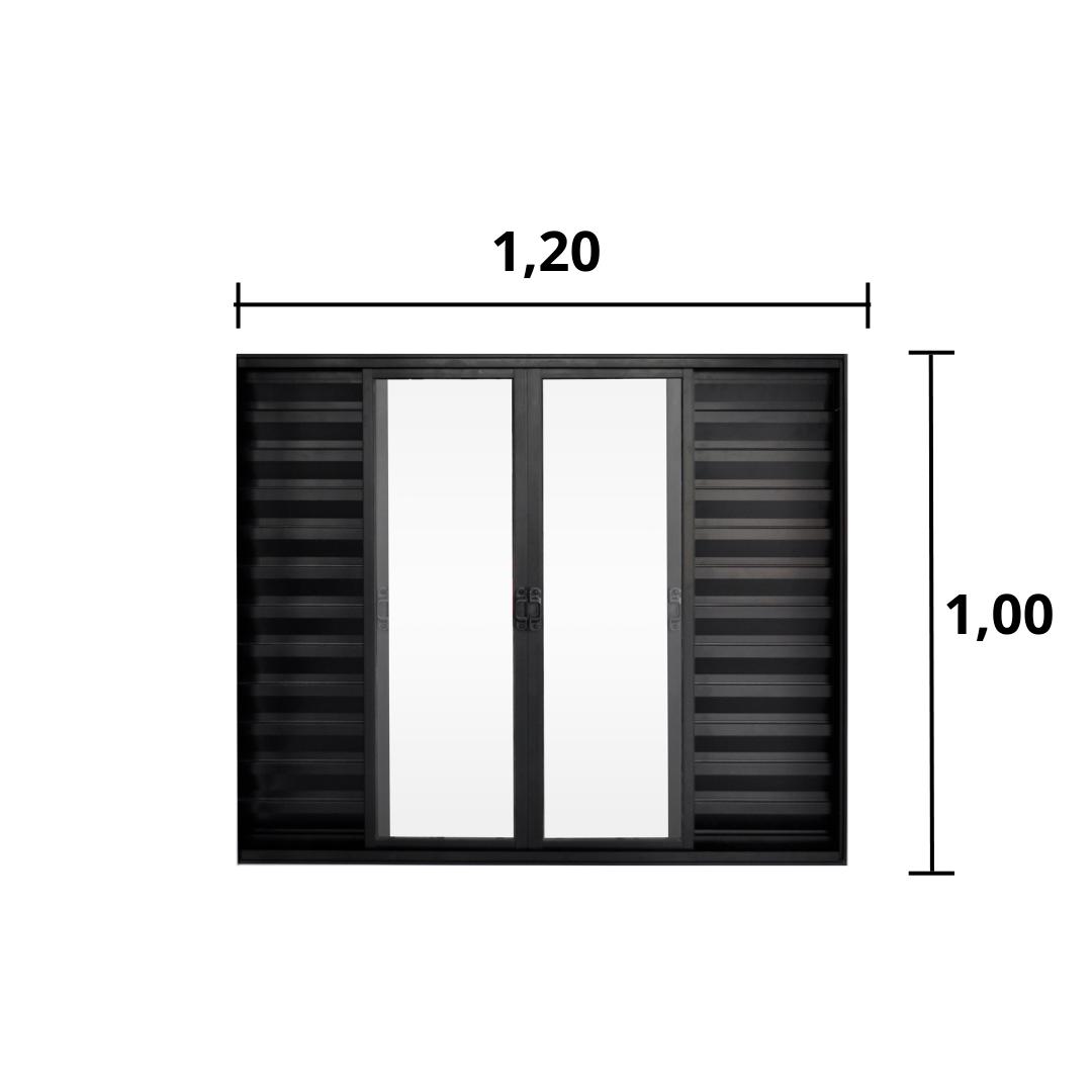 Veneziana 6 Folhas de Correr S/Grade 1.00 X 1.20 Alumínio Preto Linha Modular - Hale - 2