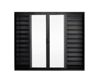 Veneziana 6 Folhas de Correr S/Grade 1.00 X 2.00 Alumínio Preto Linha Modular - Hale