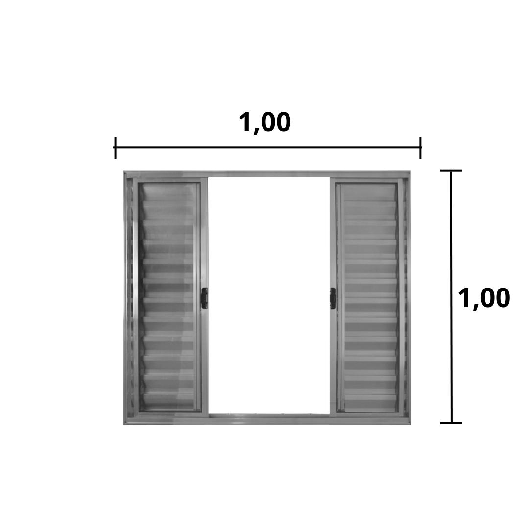 Veneziana 6 Folhas de Correr S/Grade 1.00 X 1.00 Alumínio Brilhante Linha Modular - Hale - 2