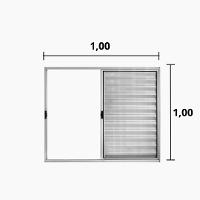 Veneziana 3 Folhas de Correr S/Grade 1.00 X 1.00 Alumínio Brilhante Linha Modular - Hale - 2