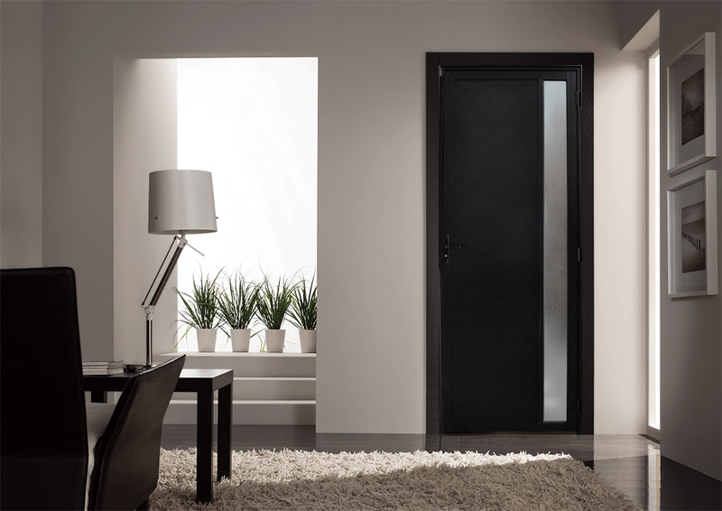 Porta Lambril C/ Visor e Fechadura Alumínio Preto 2.10 x 0.90 - Hale - 3